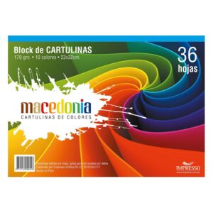 Block Cartulina De Colores Macedonia 23 X 32 Cm 170 G 36 Hojas