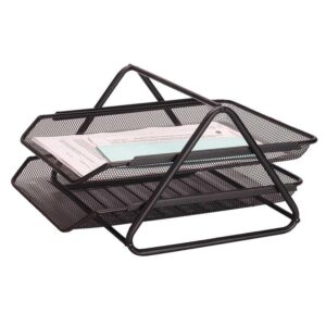 Bandeja Portapapel Tipo Rejilla 2 Pisos Negro