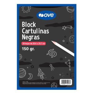 Block Cartulina Negra Ove 20.6 X 29.7 Cm 20 Hojas