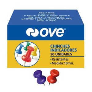 Chinches De Colores Ove Push Pins 10 Mm X 50 Und