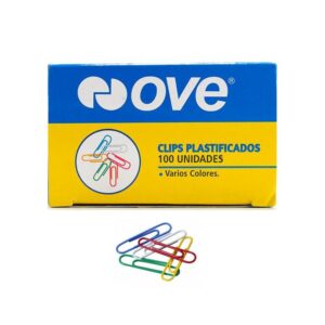 Clips De Colores Plastificados Ove Caja X 100 Und