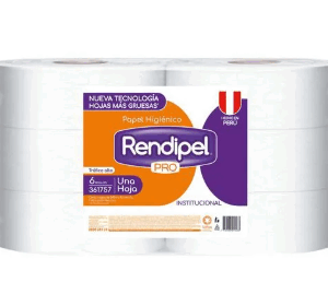 Papel Higiénico RENDIPEL 245Mts Paquete 6und