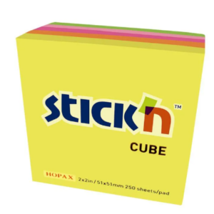 Notas adhesivas 3×3″ cubo neón x 500 hojas Stick’n