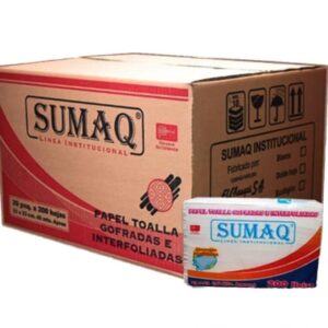 Papel Toalla Sumaq Interfoliado Blanco 200 Hojas cj x 20 Pqt