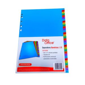 Separador Data Office A4 Númerico 1 Al 31 Colores