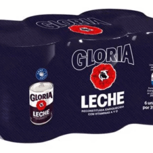 Leche Reconstituida Entera GLORIA Lata 390g Paquete 6un