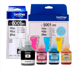 Juego de Tinta Brother BT-6001BK Negro y Tripack Colores BT-5001 CMY Original
